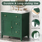 30" Bathroom Vanity with Sink Top, Solid Wood Cabinet with Door and Two Drawers, Green