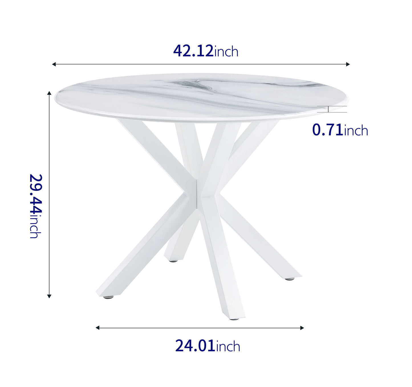 White dining table for 4-6 people medieval dining table with circular Mdf tabletop leisure coffee table