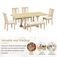 Traditional 6-Piece Trestle Extendable Dining Table Set with Removable Leaf, Padded Chairs, and Bench, Natural Finish