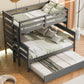 Wood Twin over Full Bunk Bed with Twin Size Trundle  Gray