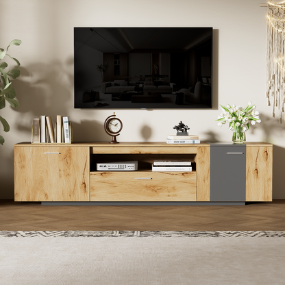 70-Inch Modern TV Stand with 3 Cabinets and Drawers, Entertainment Center for TVs Under 80 Inches