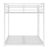 Full over Full Metal Bunk Bed, Low Bunk Bed with Ladder White