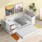 Twin Size Daybed with Storage Arms  Trundle and Charging Station White