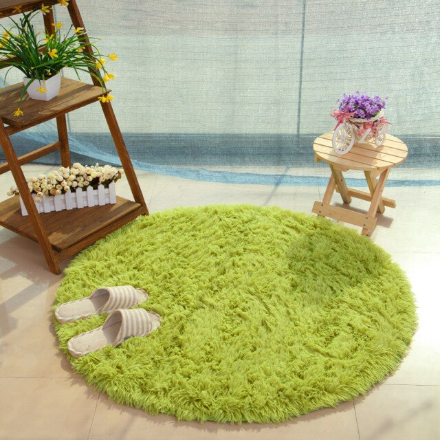 Fluffy Round Rug Carpets for Living Room Kilim Faux Fur Carpet Kids Room Long Plush rugs for bedroom Shaggy Area Rug White