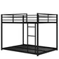 Full over Full Metal Bunk Bed Low Bunk Bed with Ladder Black