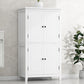 Bathroom floor storage cabinet, bathroom storage unit, 4-door independent cabinet, adjustable shelf, adaptive shelf, white