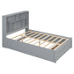 Full Size Platform Bed with Storage Headboard and 2 Drawers, Gray