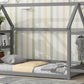 Twin House-Shaped Floor Bed with 2 Detachable Stands Grey