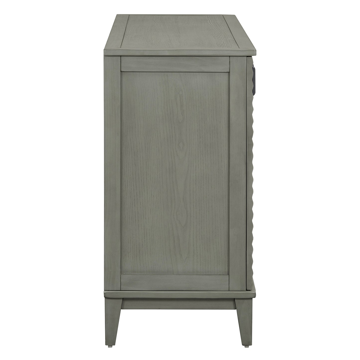 TREXM Side Panel Buffet with 4 Doors, Large Storage Cabinet with Adjustable Shelves and Metal Handles, Antique Gray