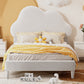 Twin Size Upholstered Cloud-Shape Bed ,Velvet Platform Bed with Headboard,No Box-spring Needed,Beige