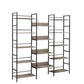 Triple Wide 5-shelf Bookshelves Industrial Retro Wooden Style Home and Office Large Open Bookshelves Grey