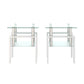 Set of 2 Modern Tempered Glass Tea Tables, Square Design for Living Rooms, Transparent/White