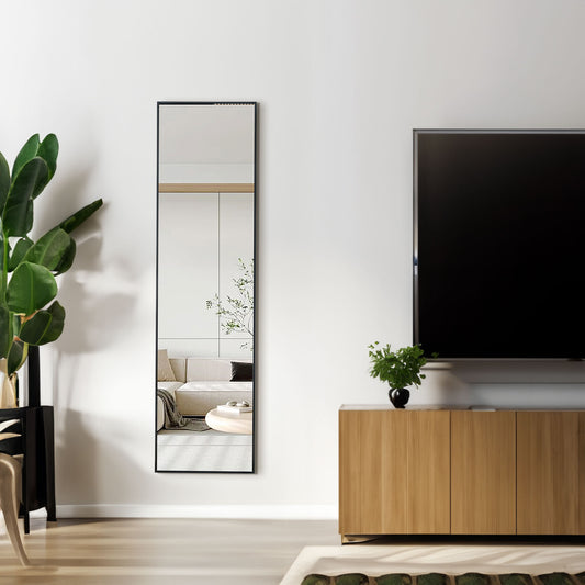 Full-Length Aluminum Mirror 65 x 23 Black Frame