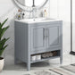 Bathroom Vanity with Sink, Multi-functional Bathroom Cabinet with Doors and Drawers, Solid Frame and MDF Board, Grey