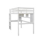 Twin Loft Bed with built-in desk and bookcase of three compartments, Guardrails and Ladder,White