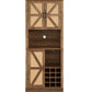 76-Inch Tall Rustic Oak Farmhouse Kitchen Faux Rattan Wine Cabinet with Square Compartments and Shelves