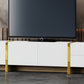 Luxury Fluted TV Stand for TVs Up to 80'', Modern Entertainment Center with Storage Cabinets & Drawer White