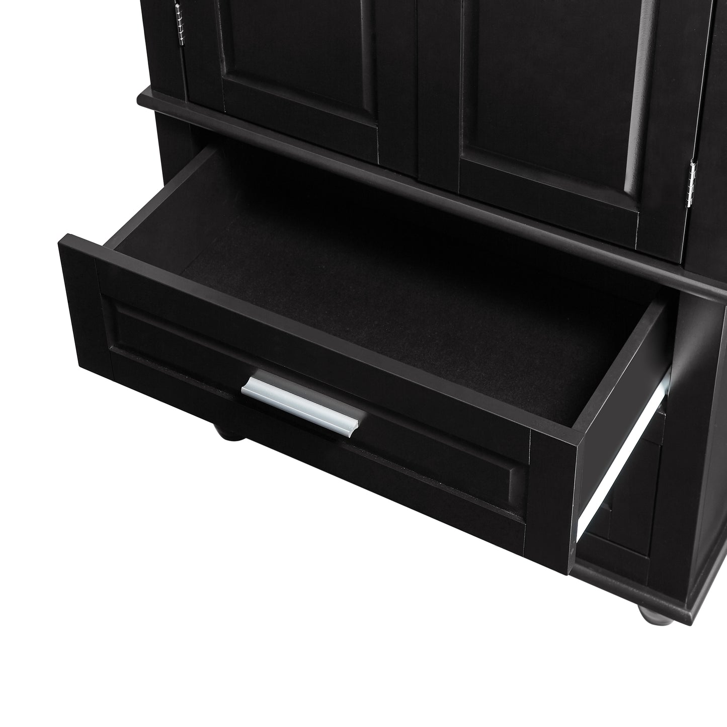 Tall Storage Cabinet with Two Drawers, Perfect for Bathrooms and Offices, Black Finish