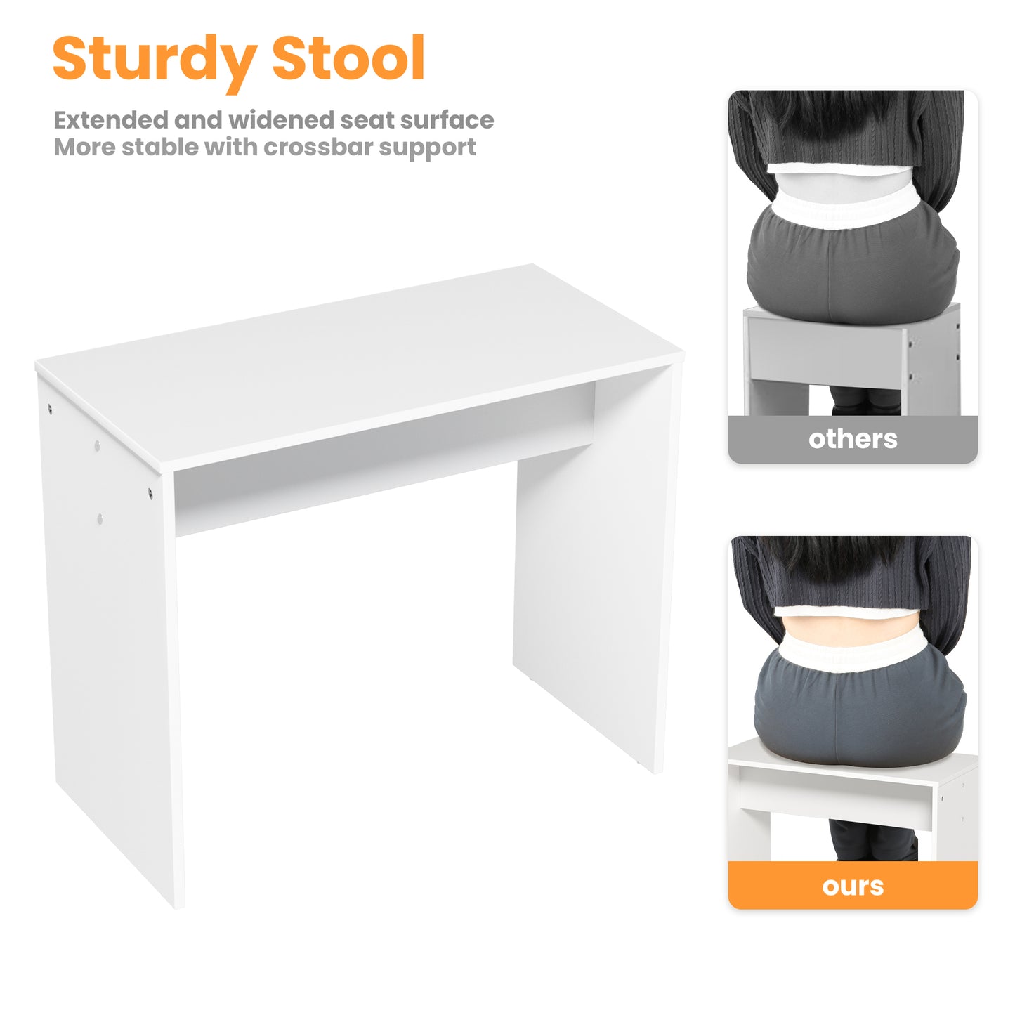 Vanity Desk Set Stool & Dressing Table with LED Lighting Mirror Drawer and Wood Cosmetic Table Chest of Drawers White Color