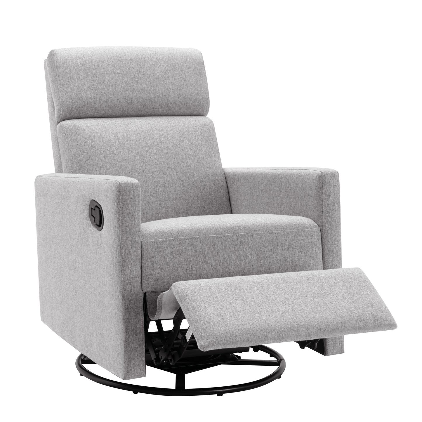 Modern Upholstered Rocker Nursery Chair Plush Seating Glider Swivel Recliner Chair Gray