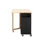 Kitchen Island & Kitchen Cart Mobile Kitehcn Island with Extensible Rubber Wood Table Top