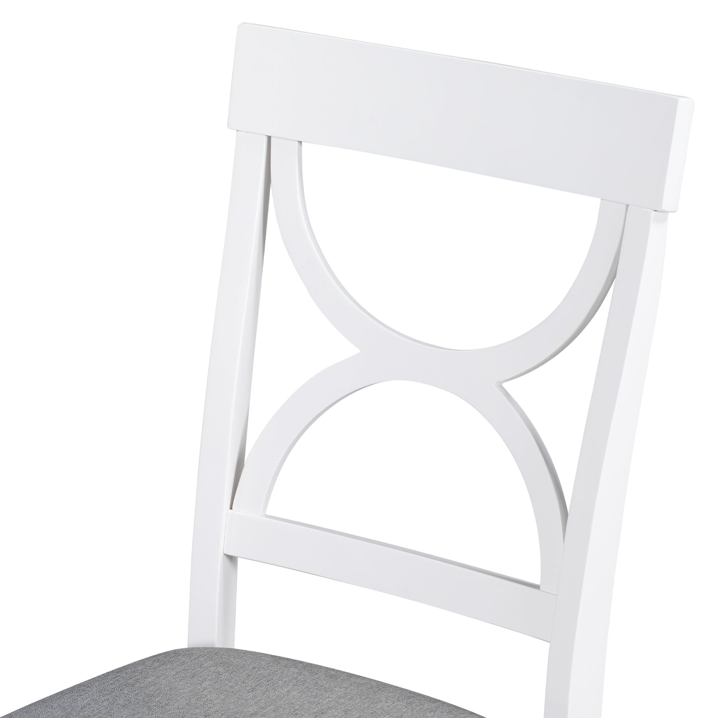 Juego de mesa de comedor de madera TOPMAX de 6 piezas con banco tapizado y 4 sillas, estilo rústico en gris y blanco