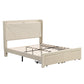 Full Size Bed Frame with 2 Storage Drawers Upholstered Bed Frame Beige