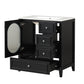 Bathroom Vanity with Sink, Bathroom Vanity Cabinet with Three Drawers and Door, Solid Wood and MDF, Black