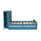 Full Size Platform Bed with Drawers and Storage Shelves, Blue