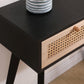 Side table with two real rattan drawers, solid wood table legs,can be used in the dining room, living room,bedroom