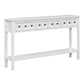 TREXM Rustic Entryway Console Table, 60-Inch Long Sofa Table with Two Drawers and Bottom Shelf, Antique White