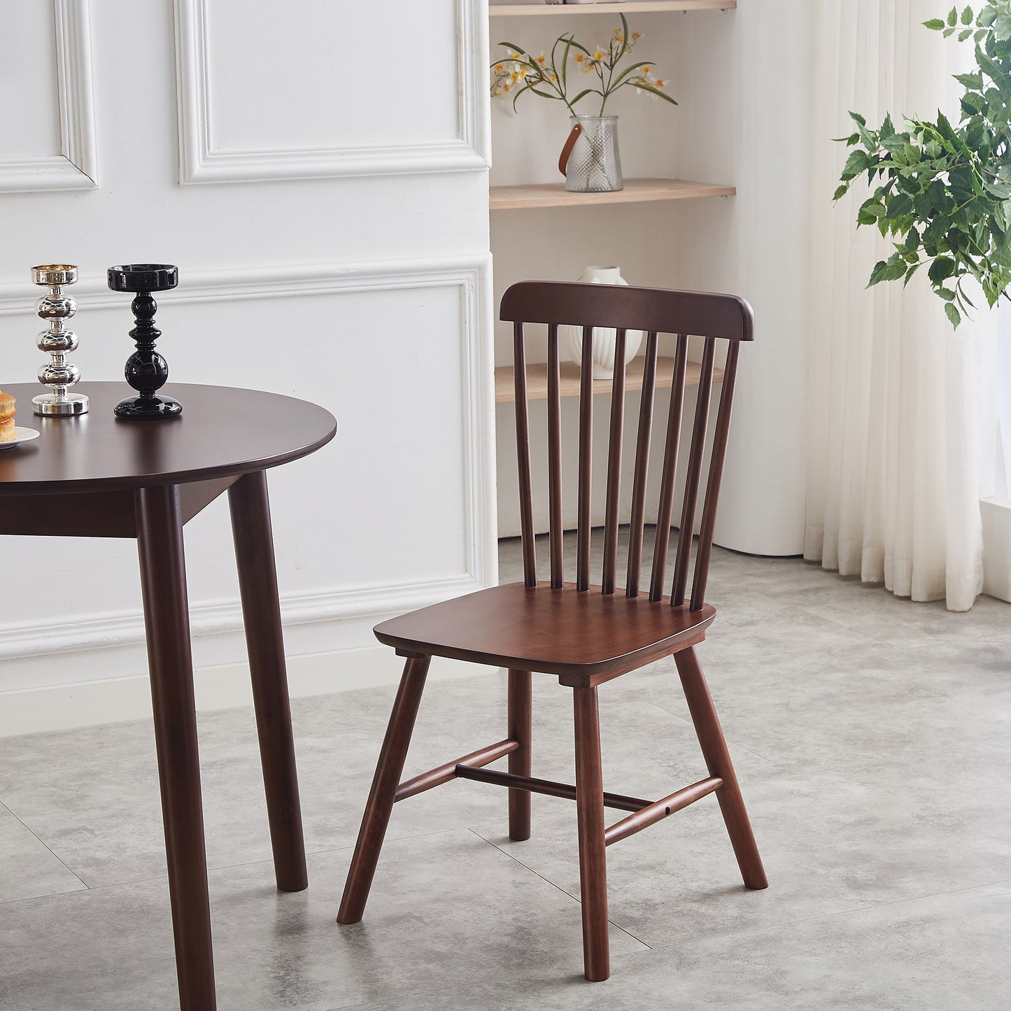 4 dining chairs, walnut wood, rubberwood material, dining chairs, solid wood chairs, solid wood dining table chairs