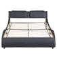 Queen Size Upholstered Faux Leather Platform Bed with LED Light Bed Frame with Slatted - Black