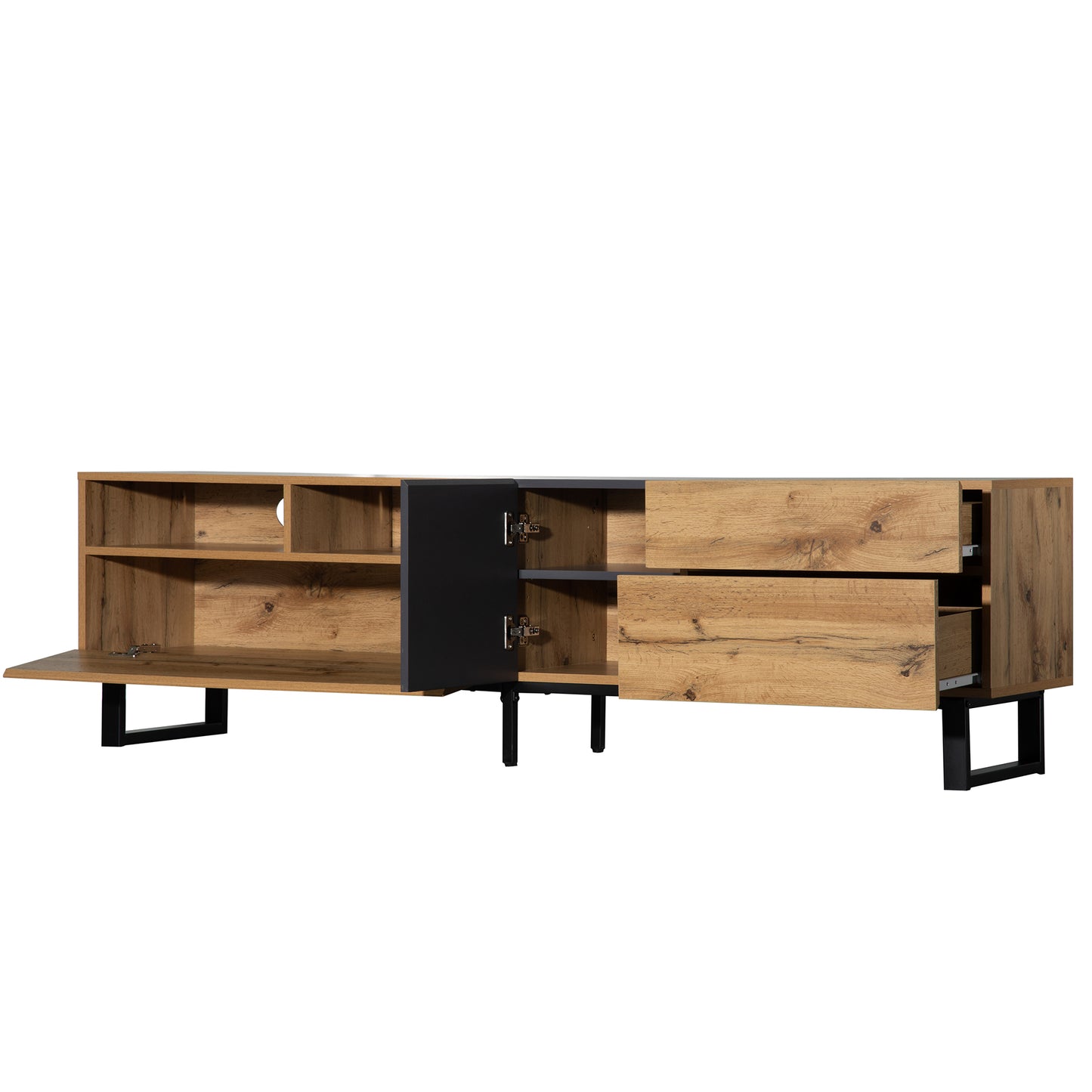 Modern TV Stand for 80-Inch TVs, Double Storage Space Media Console, Sleek Design for Living Rooms