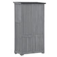 Wooden Garden Shed with 3-Tier Patio Storage, Outdoor Organizer with Fir Wood Shutter Design, Gray