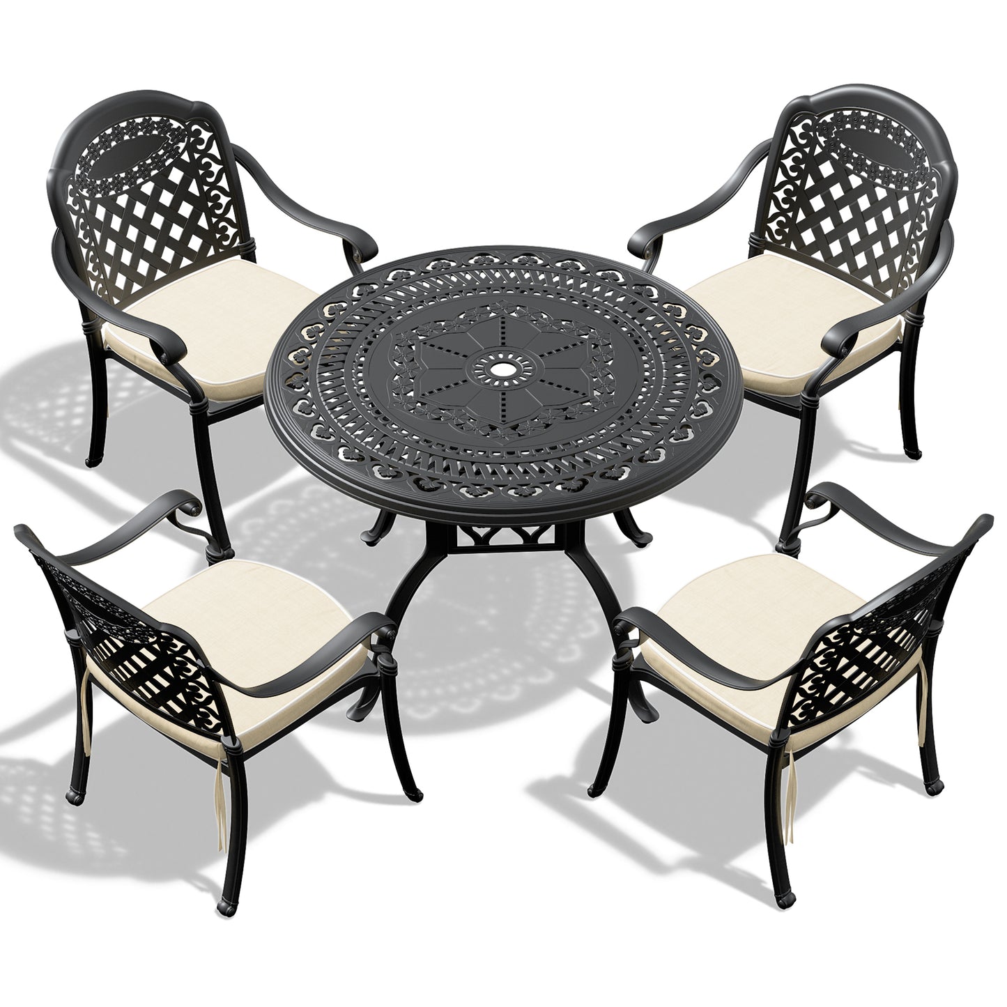 5-Piece Set Of Cast Aluminum Patio Furniture With Cushions