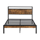 Queen Size Metal Platform Bed Frame with Wooden Headboard and Footboard with USB LINER