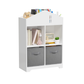 Kids Dollhouse Bookcase with Storage 2-Tier Storage Display Organizer (White/Gray)