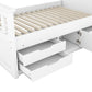 Twin Size Captain Platform Bed Frame with Storage Bookcases and Shelves,Four Drawers,White