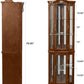 Corner Curio Cabinet with Adjustable Tempered Glass Shelves, Mirror Back Panel, Walnut Wood Finish