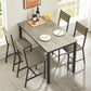 Dining Set for 5 Kitchen Table with 4 Upholstered Chairs Grey 47.2'' L x 27.6'' W x 29.7'' H