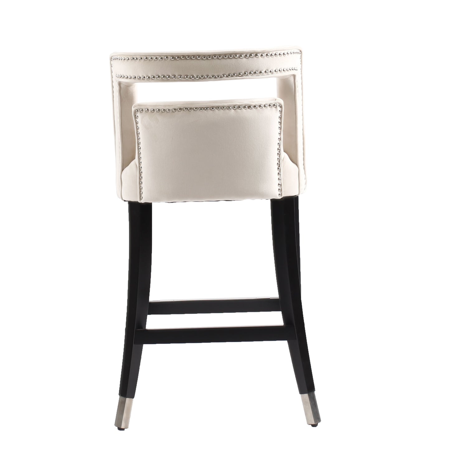 Suede Velvet Barstool with nailheads Dining Room Chair 2 pcs Set - 26 inch Seater height