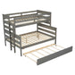 Wood Twin over Full Bunk Bed with Twin Size Trundle  Gray