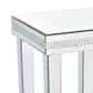 ON-TRANS glass mirror edge table, easy to assemble crystal design and adjustable height leg edge table, silver