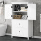 Bathroom Storage Cabinet, Cabinet with Two Doors and Drawers, Adjustable Shelf, MDF Board, White