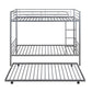 Twin-Over-Twin Metal Bunk Bed With Trundle Can be Divided into two beds No Box Spring needed White