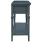 TREXM Classic Retro Style Console Table with Three Top Drawers and Open Style Bottom Shelf (Navy)