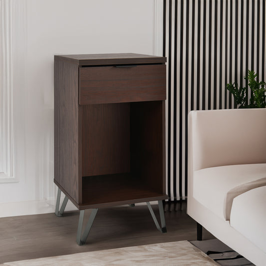 Walnut Tall End Table, Elegant and Functional Design for Living Rooms and Bedrooms