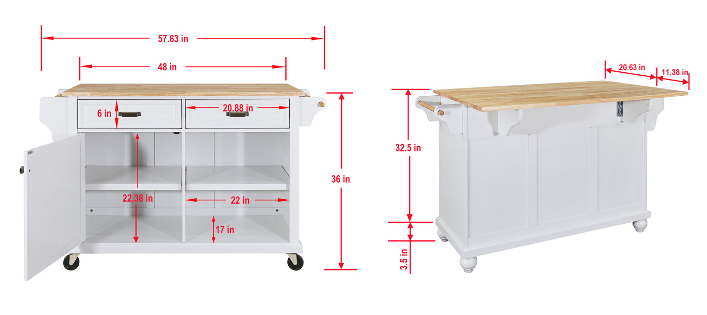 Cambridge Kitchen Island with Natural Wood Top, Storage Cabinet, and Gray + Solid Wood + MDF Design