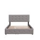 Upholstered Platform Bed with 2 Drawers and 1 Twin XL Trundle Linen Fabric Queen Size - Light Gray